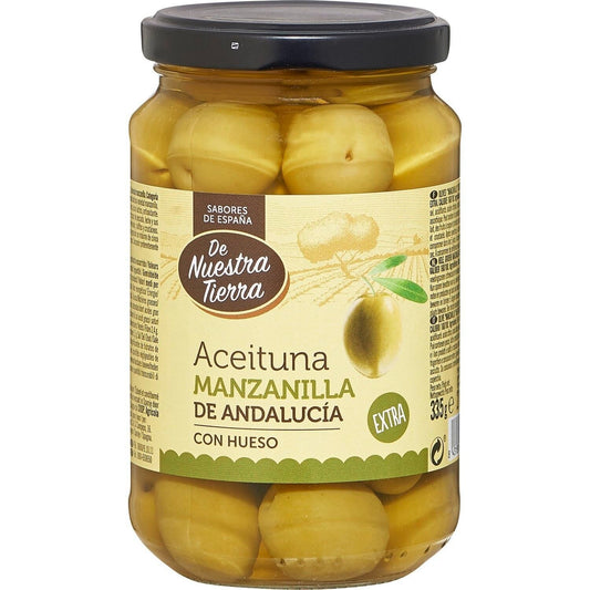 Olives Vertes Entières DE NUESTRA TIERRA la boite de 210g net égoutté
