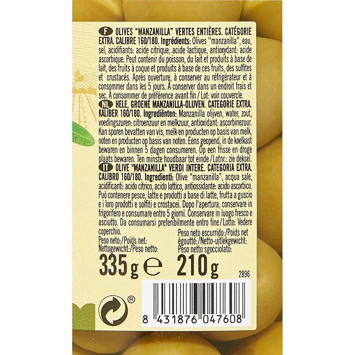 Olives Vertes Entières DE NUESTRA TIERRA