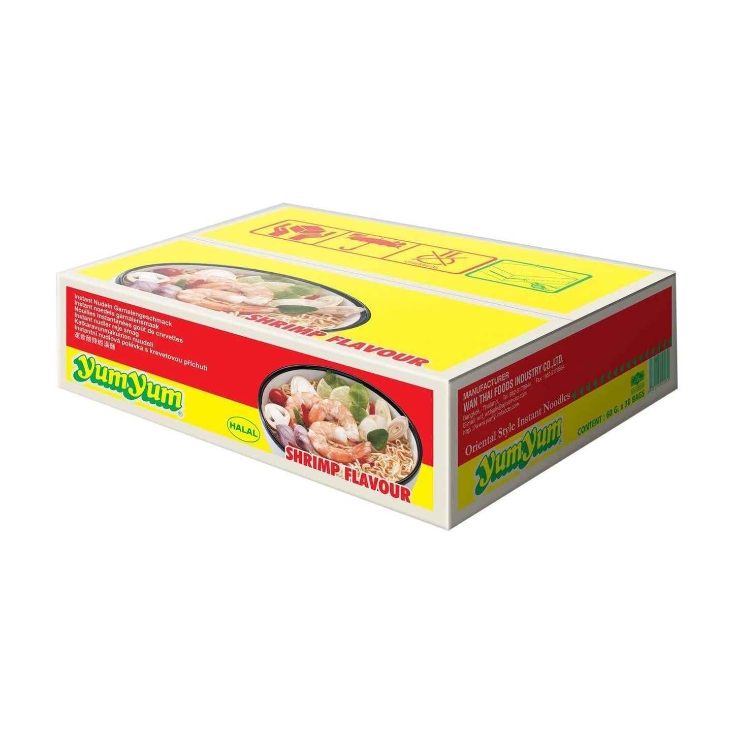 Soupe Déshydratée Nouilles Saveur Crevettes YUM YUM la boite de 30 sachets de 60g