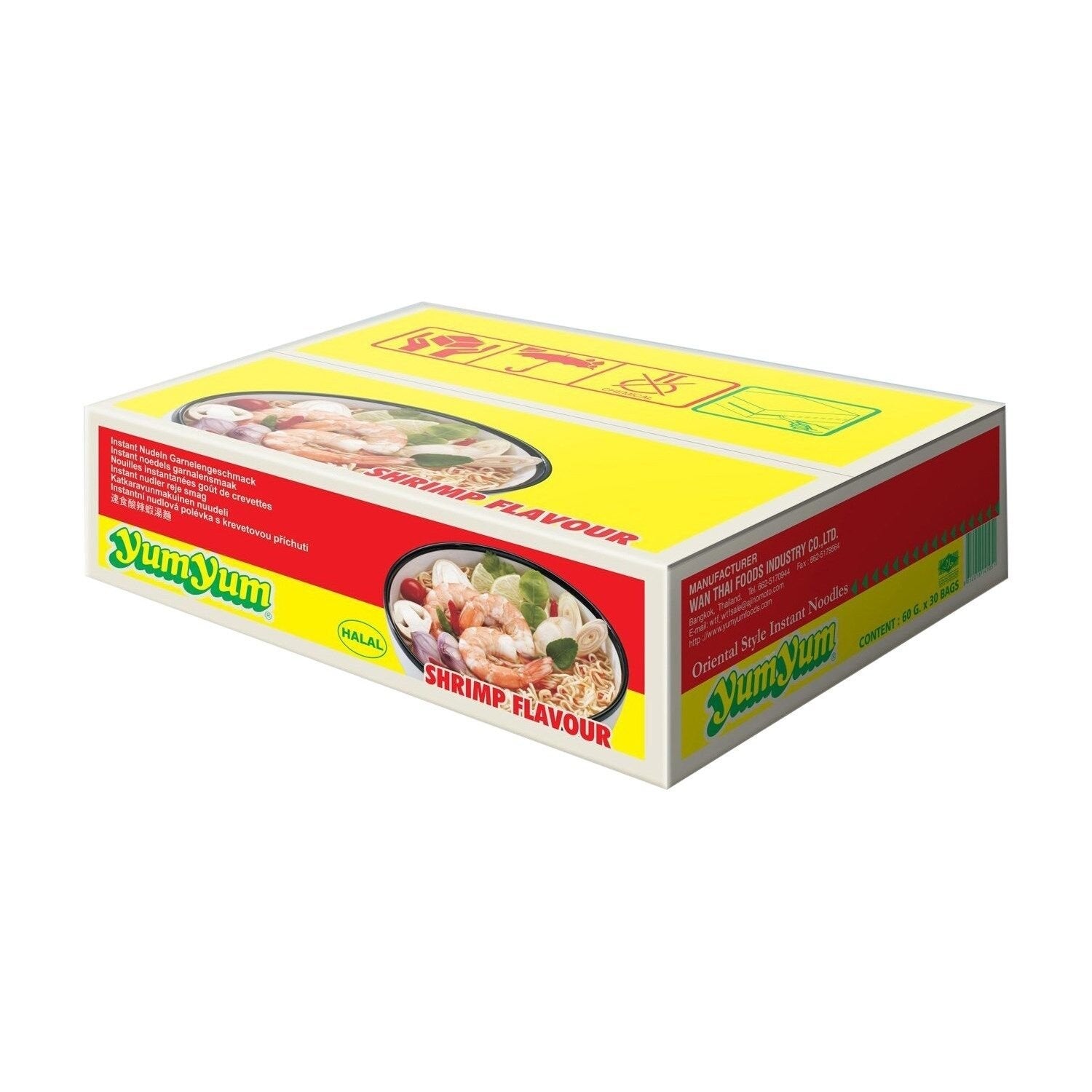 Soupe Déshydratée Nouilles Saveur Crevettes YUM YUM la boite de 30 sachets de 60g