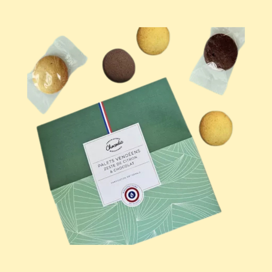 Coffret assortiment biscuits Palets Vendéens chocolat et zeste de citron CHOCODIC