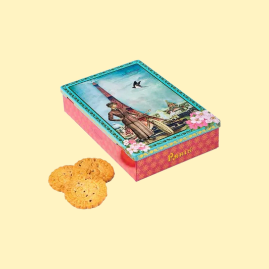 Coffret boîte métal biscuits sablés pépites de chocolat Louison à Paris LA SABLÉSIENNE