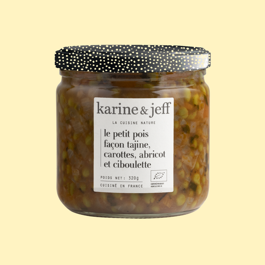 Le petit pois façon tajine, carottes, abricot et ciboulette KARINE & JEFF