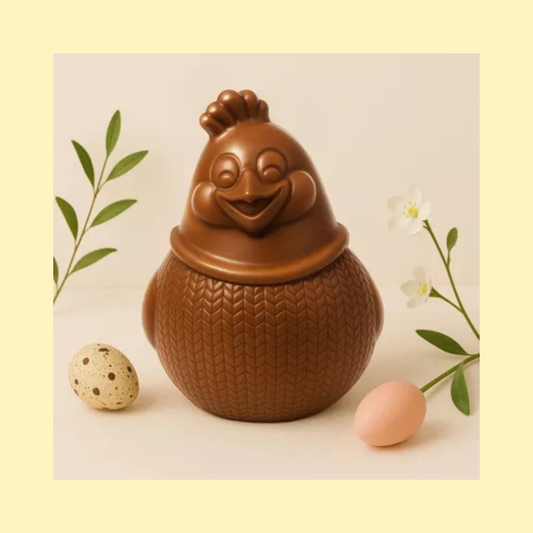 Moulage chocolat au lait Poule chandail CHOCODIC