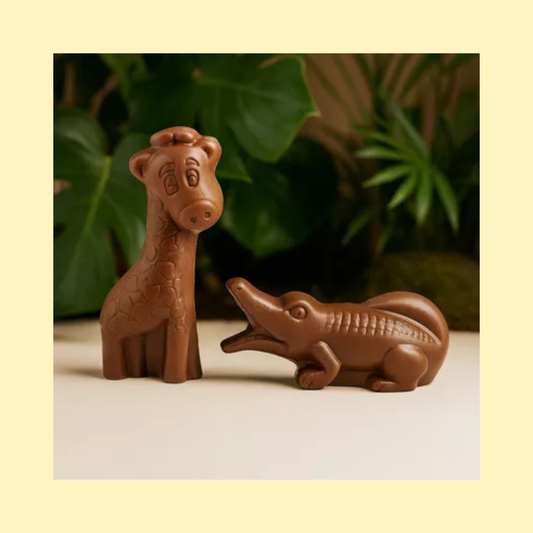 Moulages chocolat au lait Crocodile et Girafe CHOCODIC