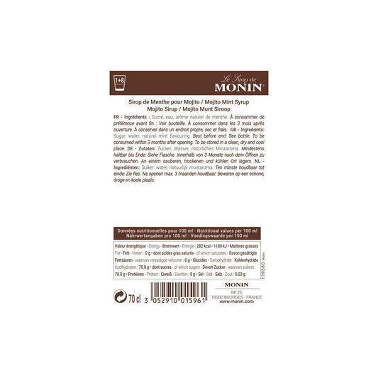 Sirop de Mojito Arôme Naturel 70 Cl MONIN