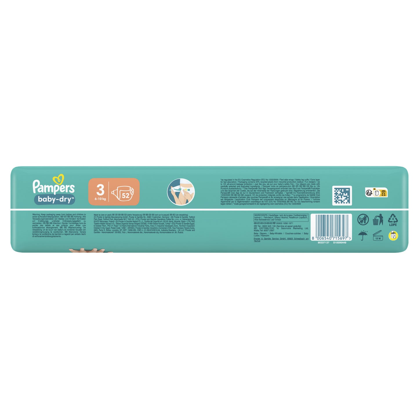 PAMPERS Baby-Dry Baby Diapers Size 3 6kg-10kg