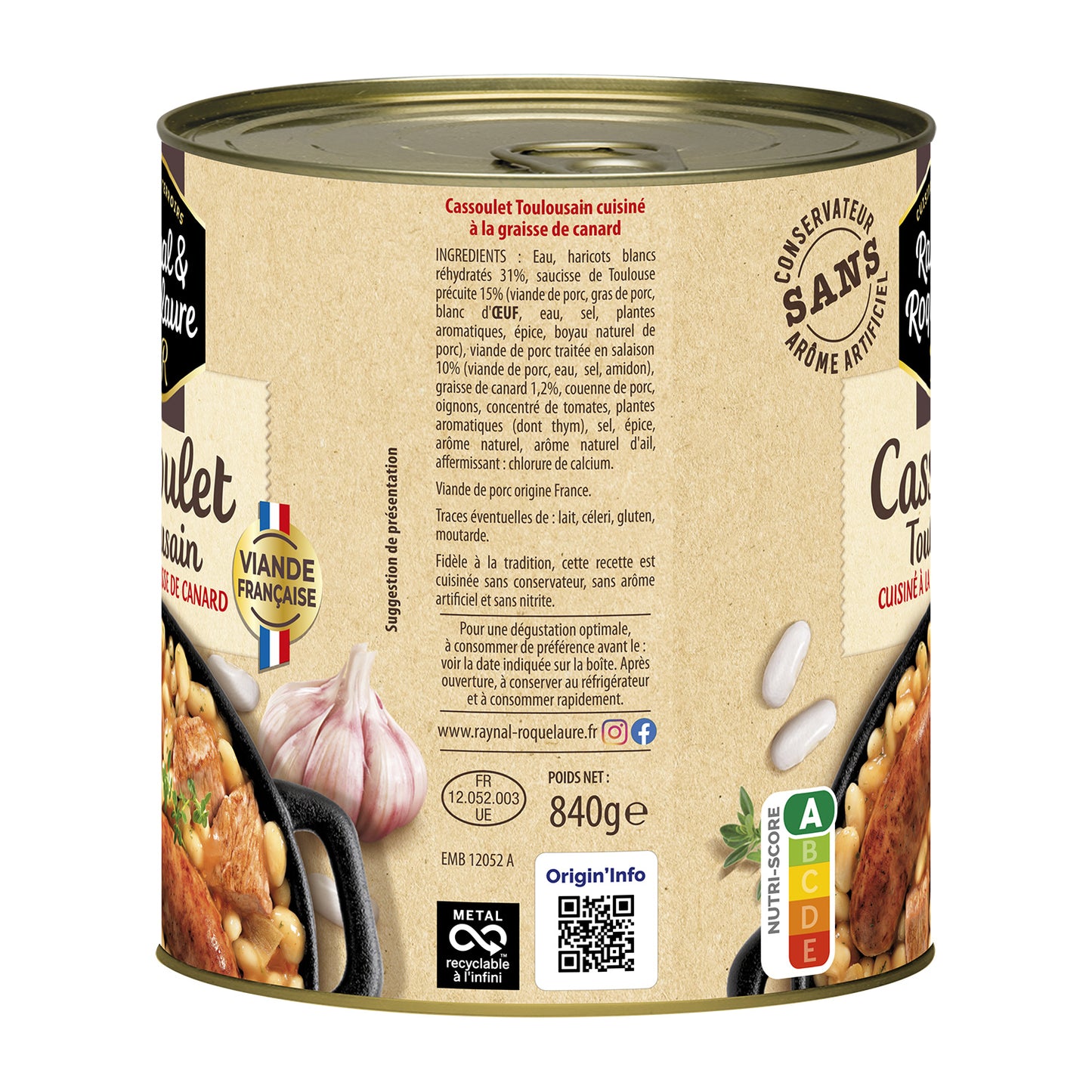 Plat Familial Cassoulet Toulousain RAYNAL ET ROQUELAURE