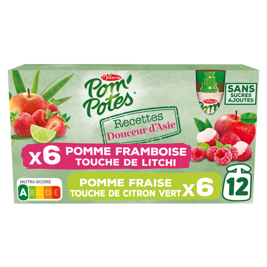 Compotes Recettes Douceurs d'Asie Pomme Framboise Litchi, Fraise Citron Vert Sans Sucres Ajoutés POM'POTES