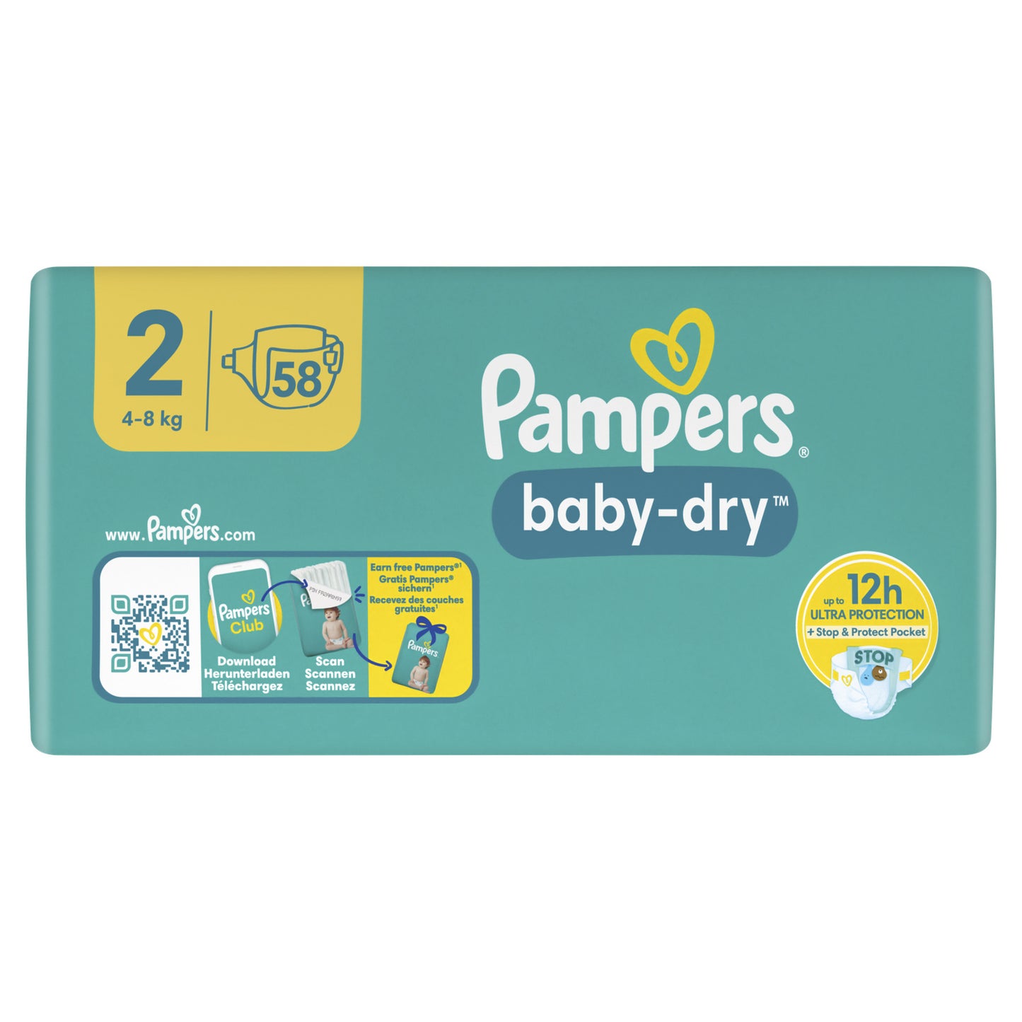 Couches Bébé Baby-Dry Taille 2 4kg-8kg PAMPERS