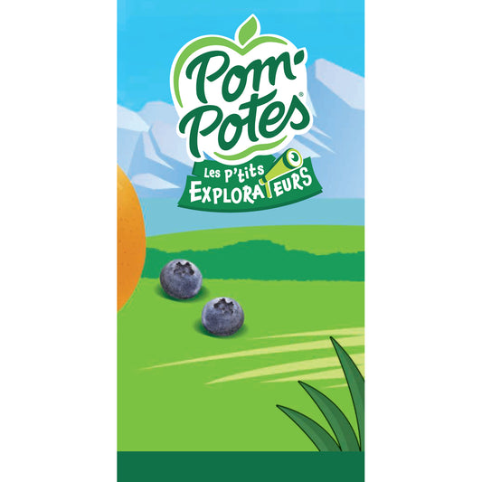 Compotes les P'tits Explorateurs Chez les Incas et Vikings Pomme Banane Grenade, Fraise Myrtille Sans Sucres Ajoutés POM'POTES