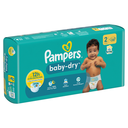 Couches Bébé Baby-Dry Taille 2 4kg-8kg PAMPERS