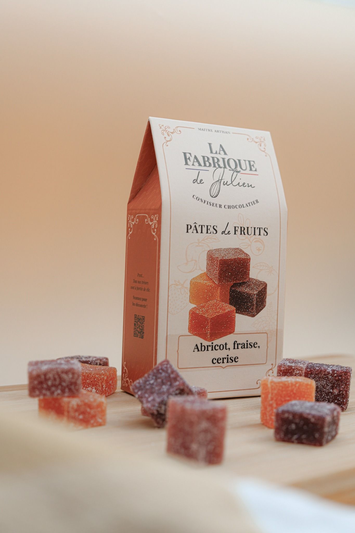 Assortiment pâtes de fruits abricot, fraise et cerise LA FABRIQUE DE JULIEN
